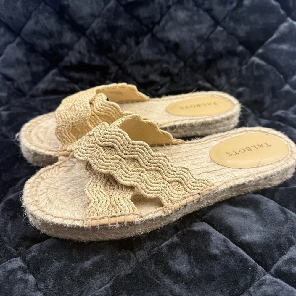 Talbots Hester Crisscross Raffia Espadrille Flat Sandals Size‎ 8